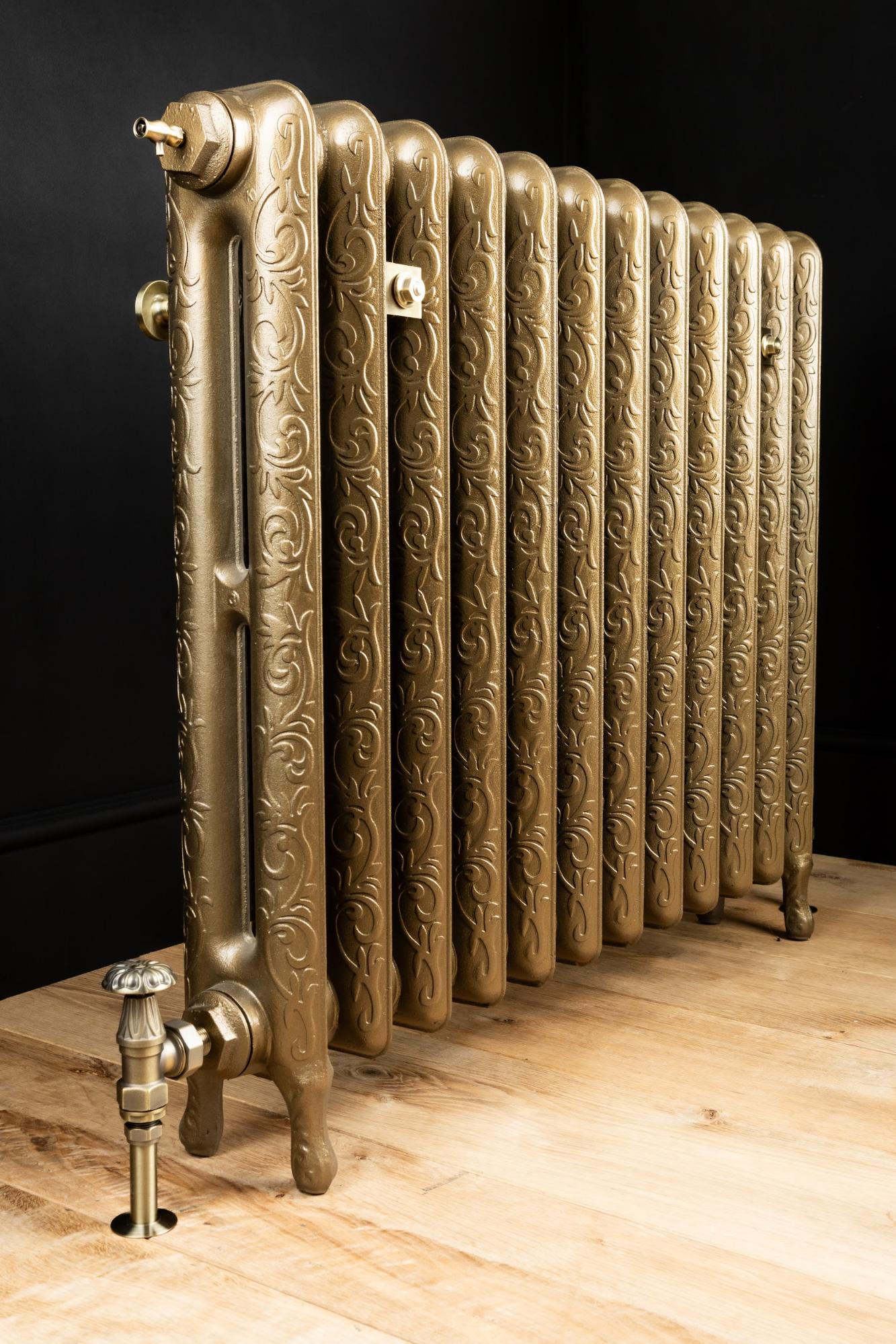 Art Nouveau 2 Column Cast Iron Radiator in Antique Bronze