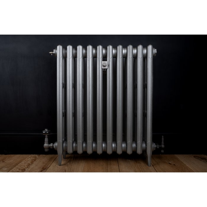 Traditional Victorian 3 Column 745mm Cast Iron Radiator 10 Sections GM w/ Gun Metal Accessories (CDC-745-10-GMGM-BUND)