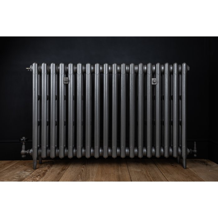 Traditional Victorian 3 Column 745mm Cast Iron Radiator 18 Sections GM w/ Gun Metal Accessories (CDC-745-18-GMGM-BUND)