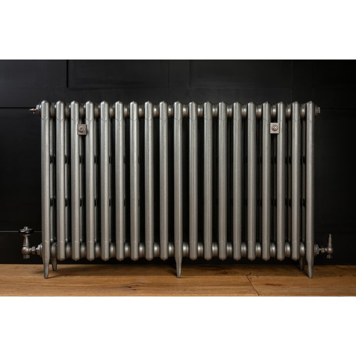 Traditional Victorian 3 Column 745mm Cast Iron Radiator 19 Sections GM w/ Gun Metal Accessories (CDC-745-19-GMGM-BUND)